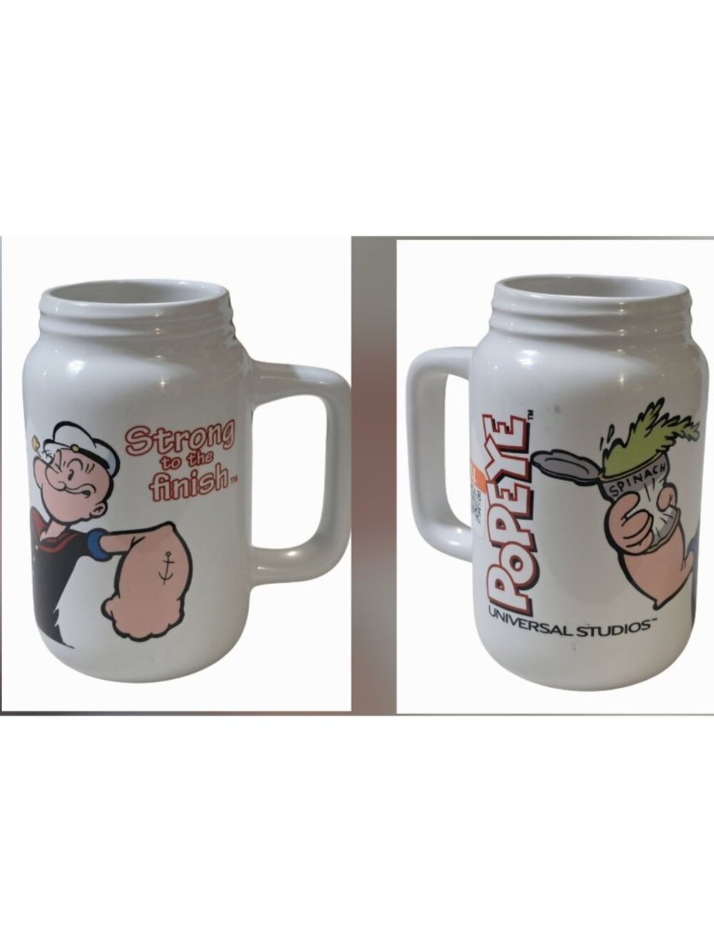 Universal Studios Popeye "Strong to the Finish" Spinach Jar Ceramic Coffee Mug